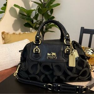 Coach Black Gold Madison Satchel Bag Gorgeous Purple Great Condition Vintage